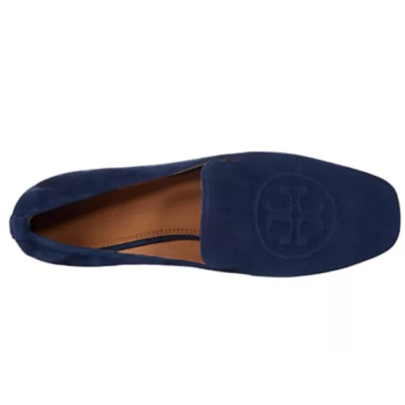 Tory Burch Leigh Elastic Flats Classic Slip On Loafers Silk Suede Navy Sz 8 $268 - Picture 2 of 7
